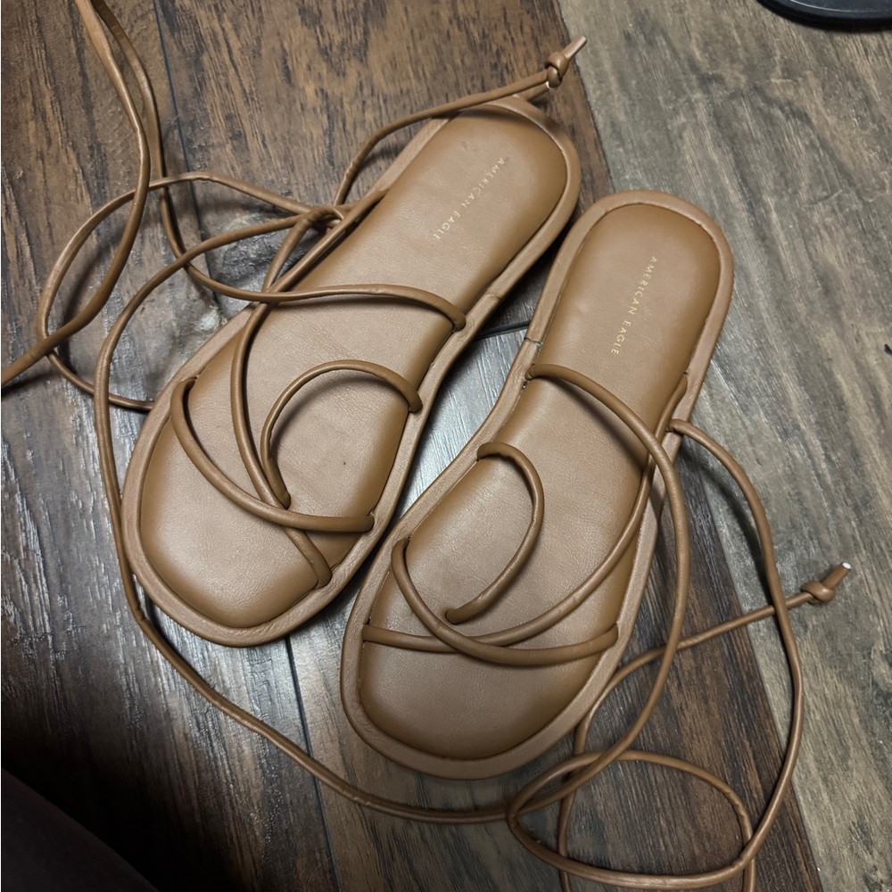 American Eagle Outfitters Tan Lace-Up Strappy Sandals
